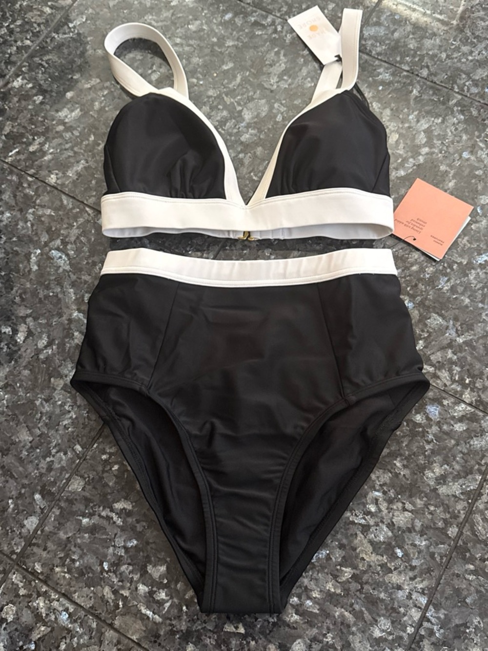 Shade & Shore Black and White Contrast Bikini Top
